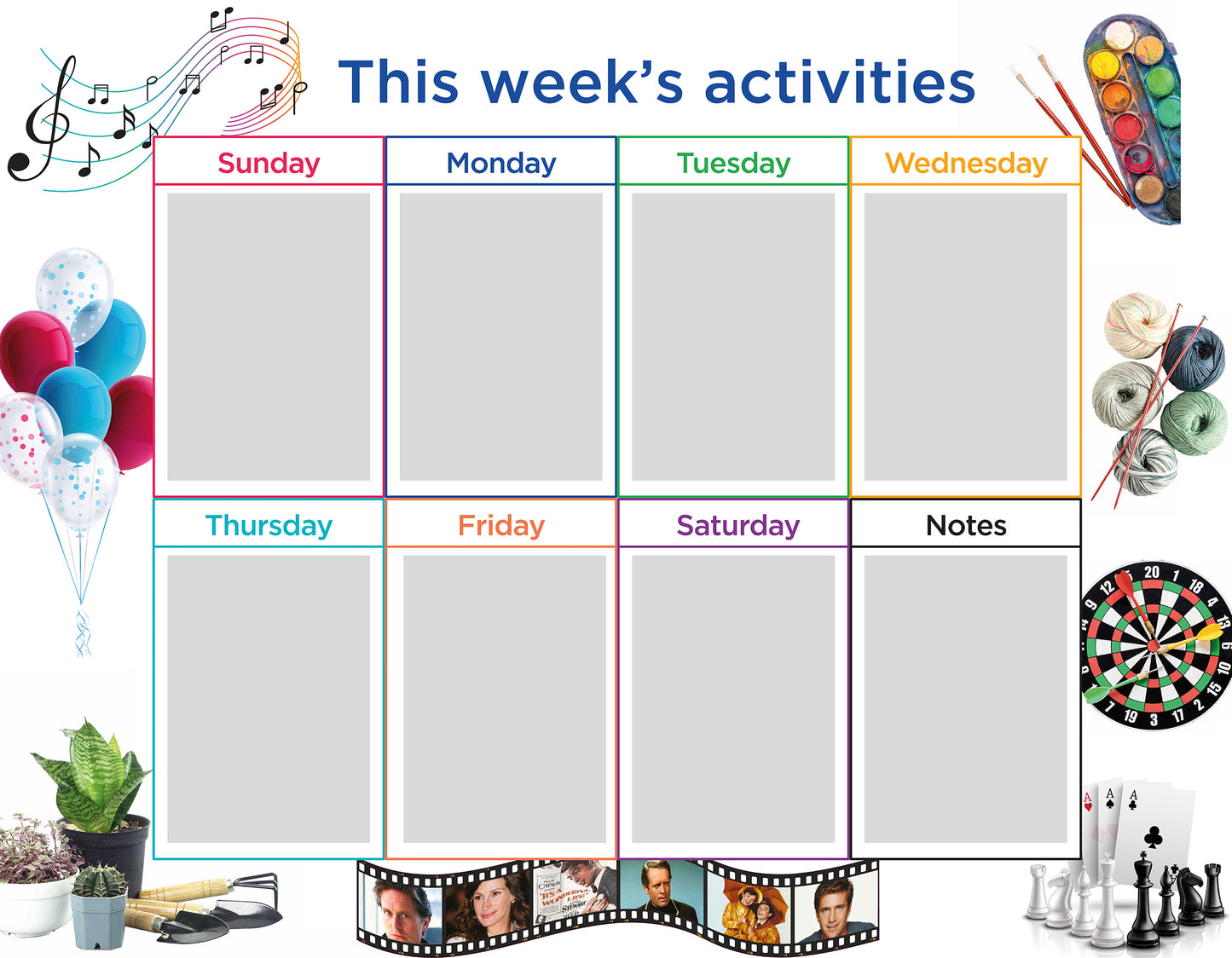 Activities Calendar - standard 8 pocket design