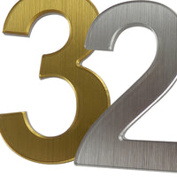 Door furniture, brushed silver and gold door numbers for alzheimer's and dementia care home The Care Home Designer 