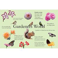 A delightful reminiscence display artwork with pictures of flowers, animals, birds and butterflies commonly found in English gardens. Including sound bites and poetry relating to happy memories of gardening.