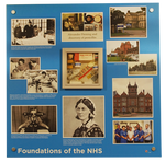 Remniscence display artwork featuring hospitals, nurses and the national health service