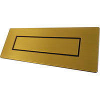 Door furniture, brushed gold letter box for alzheimer's and dementia care home The Care Home Designer 