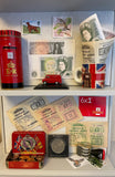 Vision 180 Memory Box filled with old pound notes, premium bonds, stamps and other post office memorabelia