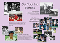 Reminiscence display artwork featuring some of our best known sporting heroes and a number of tennis players